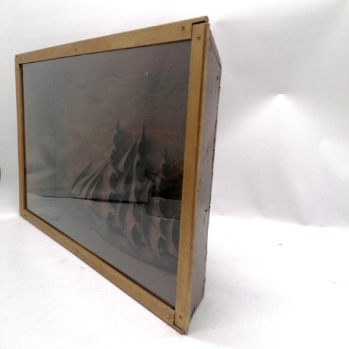 97 - Box framed diorama of a tall masted ship - 60cm x 39cm x 8.5cm deep