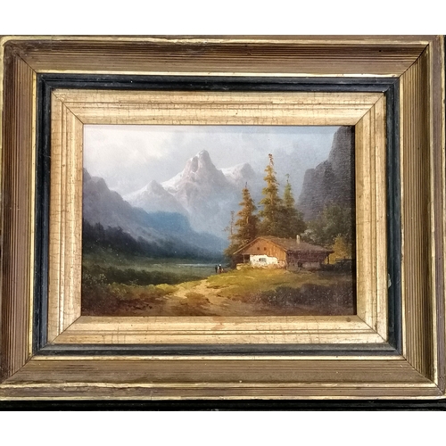 108 - Colestin Brugner (1824-87) set of 4 x landscape oil paintings on board representing the seasons in o... 