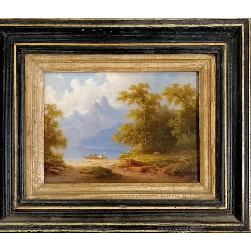 108 - Colestin Brugner (1824-87) set of 4 x landscape oil paintings on board representing the seasons in o... 