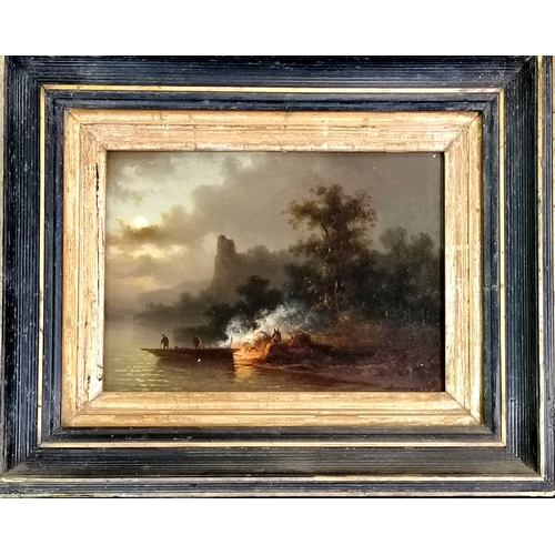 108 - Colestin Brugner (1824-87) set of 4 x landscape oil paintings on board representing the seasons in o... 