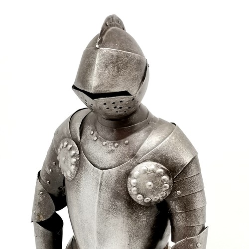 118 - Model of a metal suit of armor on wooden stand - 54cm high