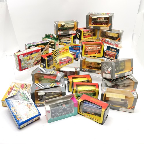 145 - Quantity of boxed toy vehicles including Corgi Classics AEC 508, Bedford O series van etc. Corgi bus... 