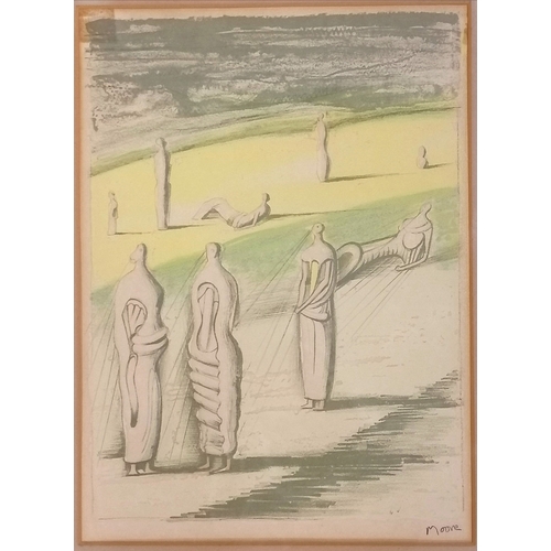 161 - Henry Moore (1898-1986) lithograph 'Twilight Landscape' (from Prométhée by Goethe) - signed with Red... 