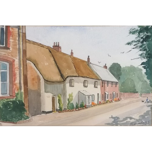 172 - Peggy Fothergill original painting of row of cottages (frame 33.5cm x 44cm) t/w print of St. Wolfgan... 