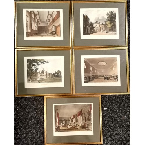 187 - 1816 Charter House set of 5 x framed hand coloured aquatint engravings for R Ackermann's History of ... 