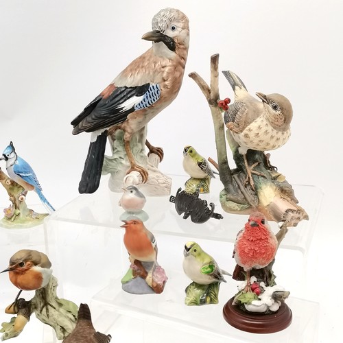 197 - Qty of bird figurines inc Beswick, Goebel large Jay, Coalport, Royal Copenhagen etc t/w (non-bird) o... 