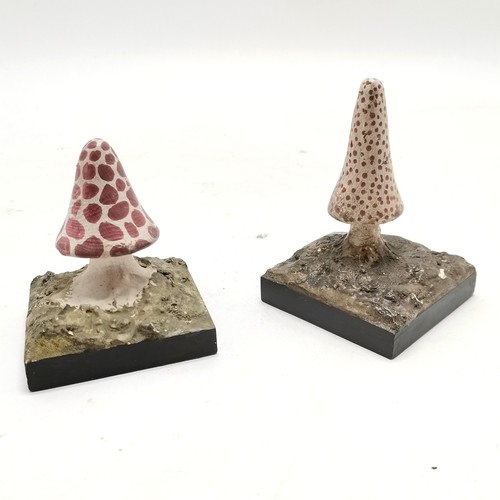 211 - 2 x carved wooden mushroom specimens - #167 & 142 (9.5cm high)