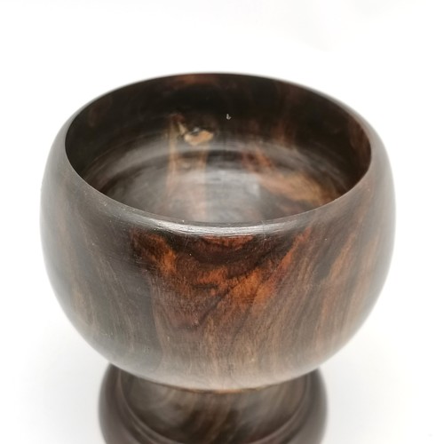 215 - Carved lignum vitae vessel - 11.5cm high x 8.6cm diameter top