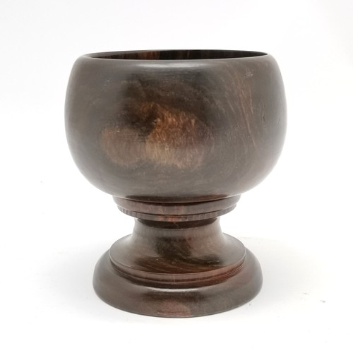 215 - Carved lignum vitae vessel - 11.5cm high x 8.6cm diameter top