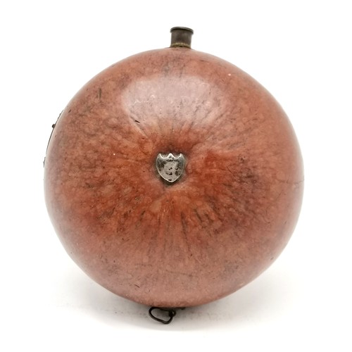 219 - Gourd powder flask with shield details - approx 12cm diameter