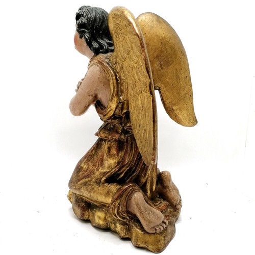 226 - Antique hand carved wooden ecclesiastical kneeling angel figure with gesso & gilt finish in original... 