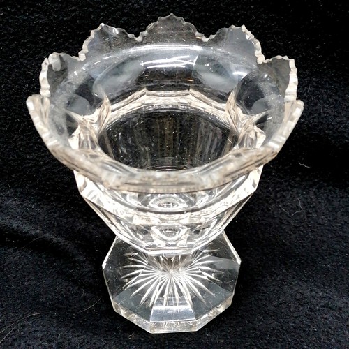 228 - Antique pair of bright cut glass bonbonnieres with spire topped lids - 27cm high & both have some ch... 