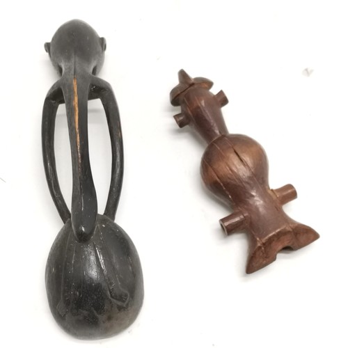 233 - African carved wooden whistle & figural spoon (18cm)