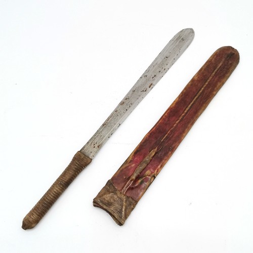 237 - Knife with hand stitched sheath - total length 51cm