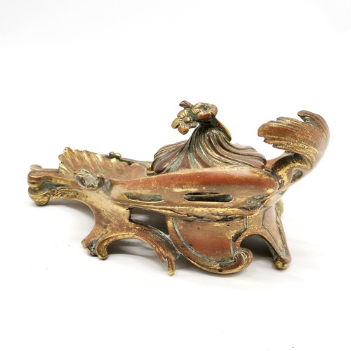 239 - Rococo style inkwell - 19.5cm across and has ceramic liner