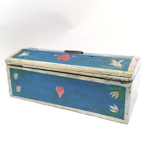 243 - French painted wooden marriage box - 51cm across and is a/f