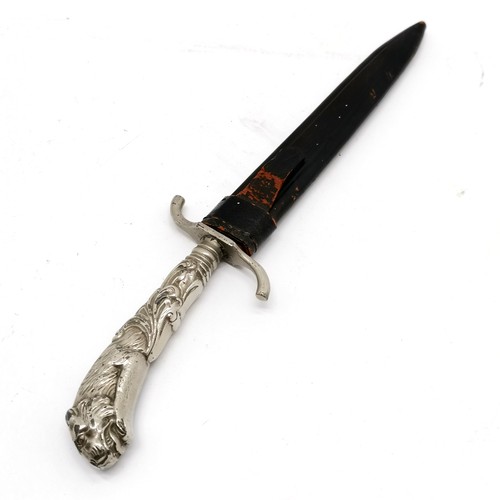 252 - Dagger with tiger pommel & 'ↄsc/☆' marks to blade and in a sheath - total length 30.5cm