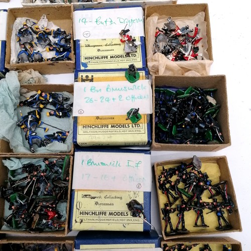 140 - Hinchliffe boxed Models large collection of mostly painted lead soldiers + horses including Brunswic... 