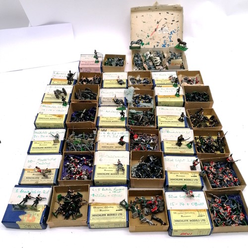 140 - Hinchliffe boxed Models large collection of mostly painted lead soldiers + horses including Brunswic... 