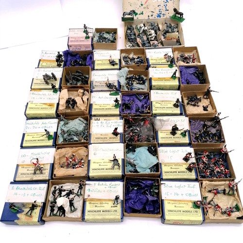 140 - Hinchliffe boxed Models large collection of mostly painted lead soldiers + horses including Brunswic... 