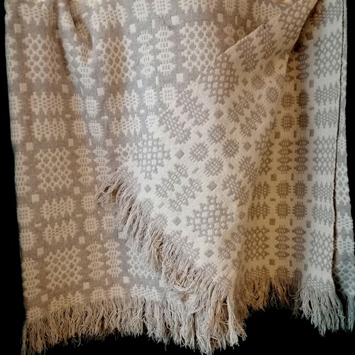 263 - Welsh blanket - approx 230cm x 220cm ~ has old repairs