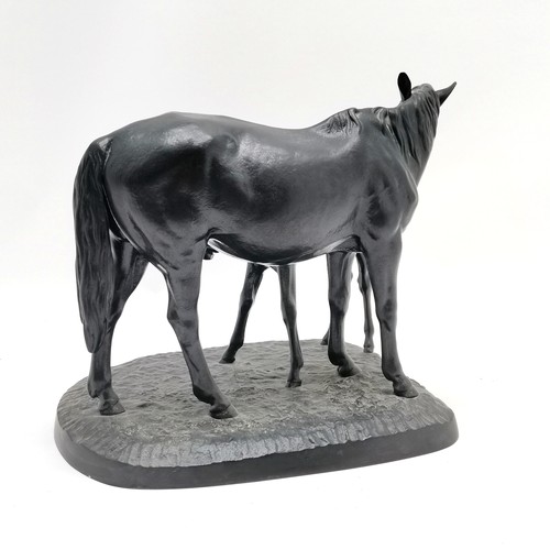 3 - 1965 Russian Kasli cast iron signed study of horse mare & foal - 30cm high x 33cm x 26cm deep