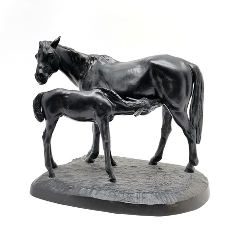 3 - 1965 Russian Kasli cast iron signed study of horse mare & foal - 30cm high x 33cm x 26cm deep