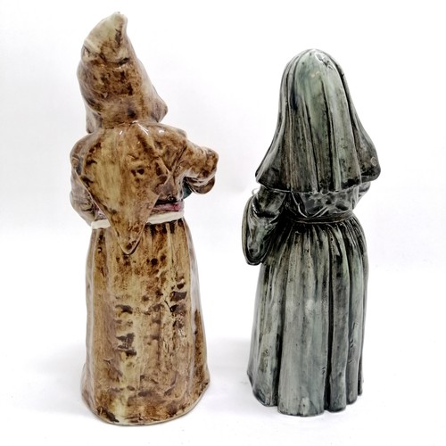 4 - Royal Dux (Bohemia) monk & nun bells ~ 25cm high & both missing clappers & have tiny chips & the nun... 