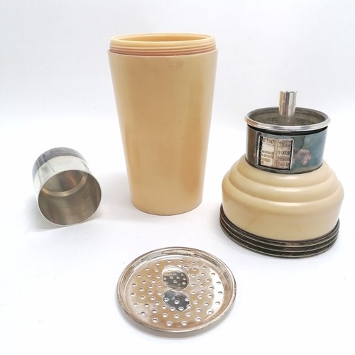 5 - The Master Incolor Art Deco cocktail Shaker in cream with silver plated mounts patent number 427237 ... 