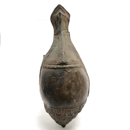 15 - Khmer Cambodian bronze votive conch shaped shell as a holy water vessel, decorated with deities and ... 