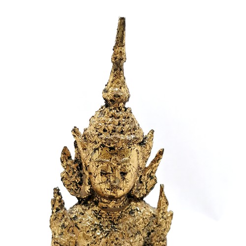 28 - Late 19thC Thai Royal bronze Buddha with later gold leaf and red lacquer to the base 19.5cm high x 1... 