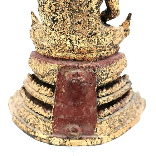 28 - Late 19thC Thai Royal bronze Buddha with later gold leaf and red lacquer to the base 19.5cm high x 1... 