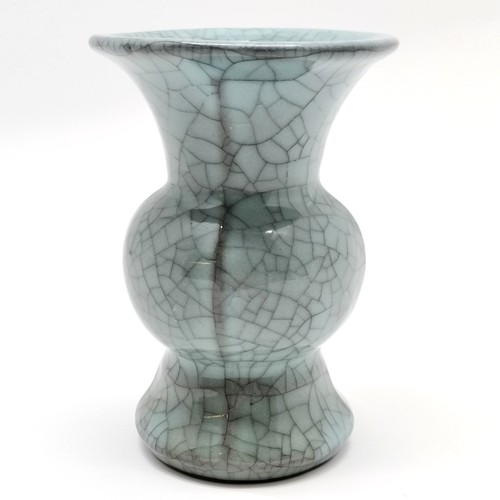 35 - Chinese black foot guan crackle glaze vase - 14cm high x 9.5cm diameter ~ no obvious damage