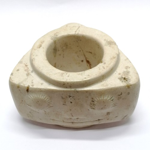 39 - Chinese Liangzhu white hardstone cong 5.5cm high 10cm across - no obvious damage