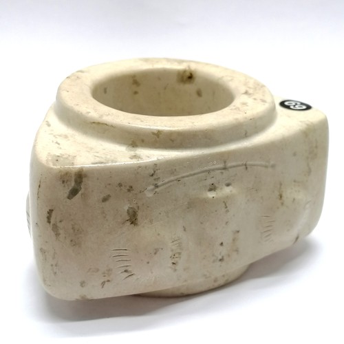 39 - Chinese Liangzhu white hardstone cong 5.5cm high 10cm across - no obvious damage