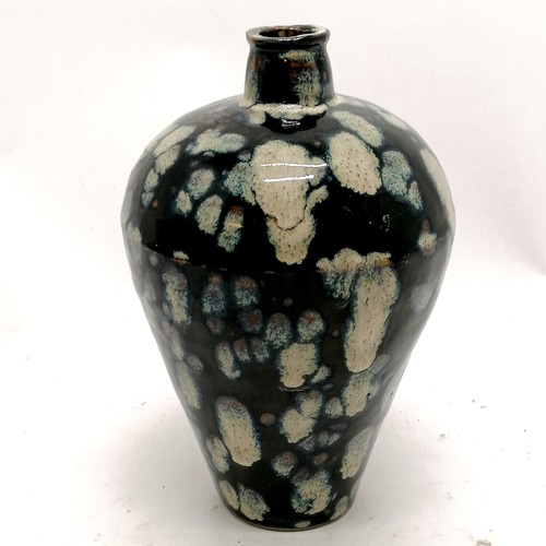 54 - Chinese Sung period Jian yao- kiln mei ping vase with black and white glaze 19cm high - no obvious d... 