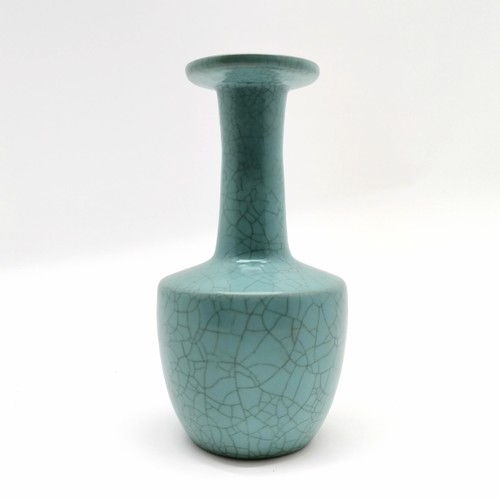 57 - Chinese ju-ru mallet vase with crackle glaze & 3 spur marks to base - 22cm high with no obvious dama... 