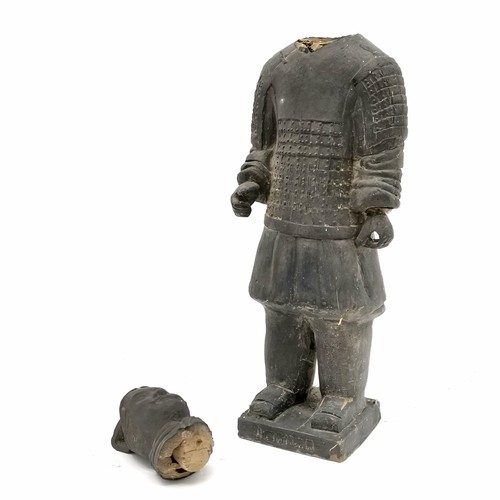 81 - Museum copy of a Chinese terracotta warrior in original fitted box - 43cm high & has detached head (... 