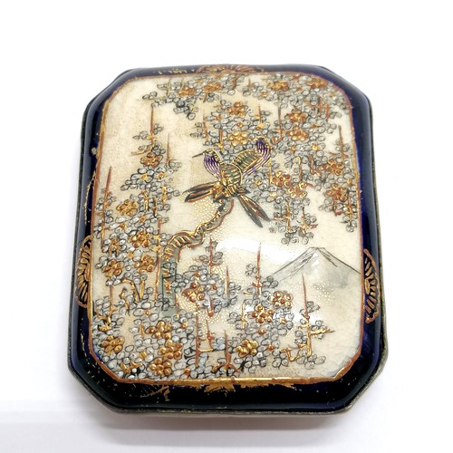 100 - Antique Japanese satsuma belt buckle panel - 6cm x 4.5cm