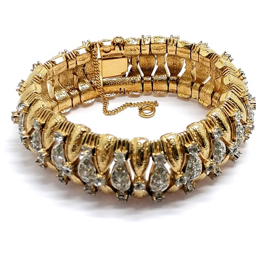 502 - Panetta gold tone white stone set bracelet - 18cm