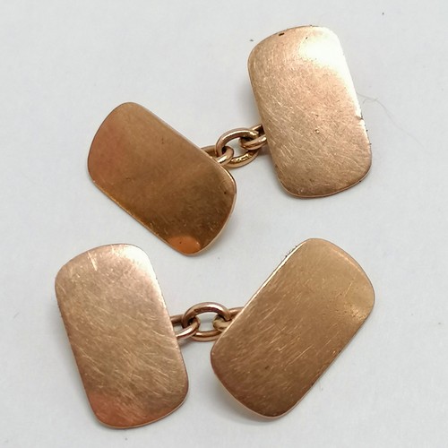 515 - 1924 9ct hallmarked rose gold cufflinks by G H Johnstone & Co - 6.4g