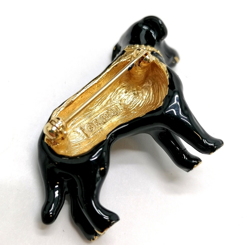 565 - Erwin Pearl enamel dog brooch (4.5cm) in original retail box with pouch - no obvious damage