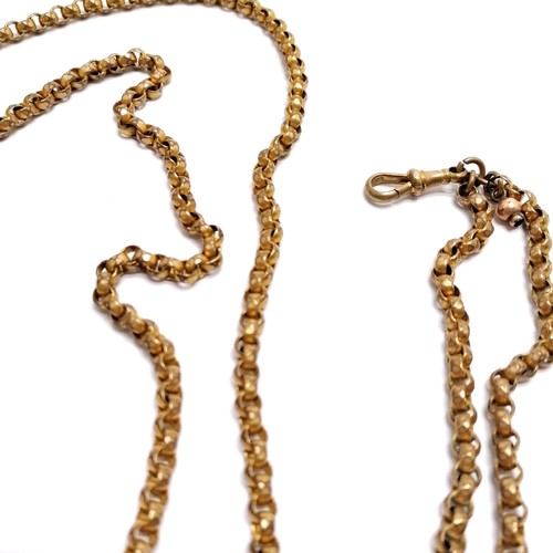 574 - Antique gilt metal muff chain / languard - 142cm & in worn condition - SOLD ON BEHALF OF THE NEW BRE... 