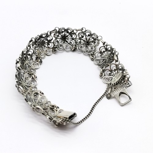 600 - Henrik Lund Norwegian 830 silver filigree panel bracelet - 20cm & 30g