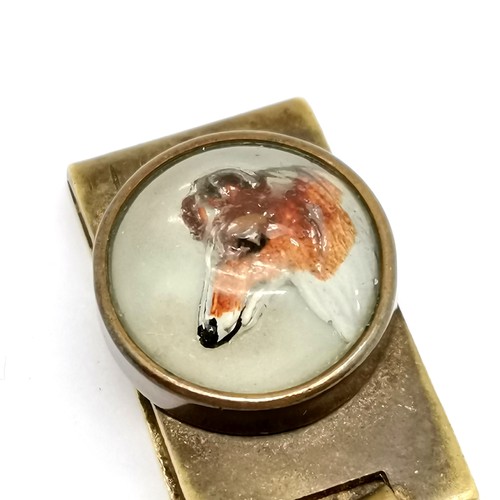 610 - Antique clip with essex crystal dogs head detail - 4cm long