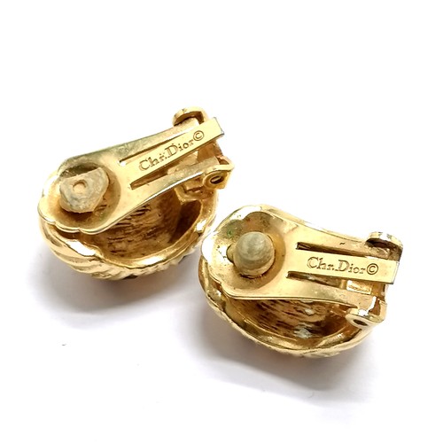 612 - Christian Dior pair of gold tone stone set clip-on earrings