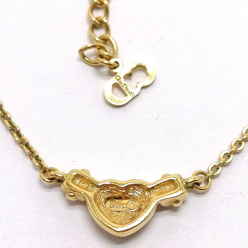 613 - Christian Dior gold tone necklet with stone set heart detail - 40cm