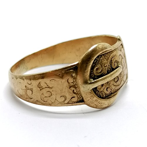 649 - 9ct hallmarked gold buckle ring - size U & 3g