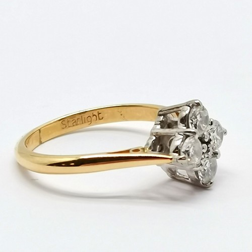 658 - 18ct hallmarked gold Starlight 4 stone diamond ring - size L½ & 3.2g total weight