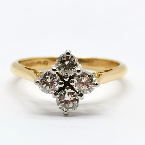 658 - 18ct hallmarked gold Starlight 4 stone diamond ring - size L½ & 3.2g total weight